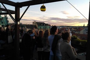 výhled z restaurace na Prahu